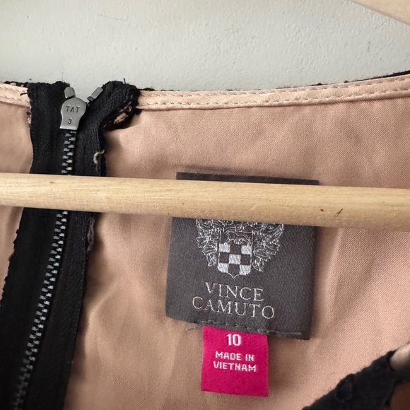 Vince Camuto Black Lace Floral Dress Nude Underlay  3/4 Sleeve Size 10 - Picture 4 of 4